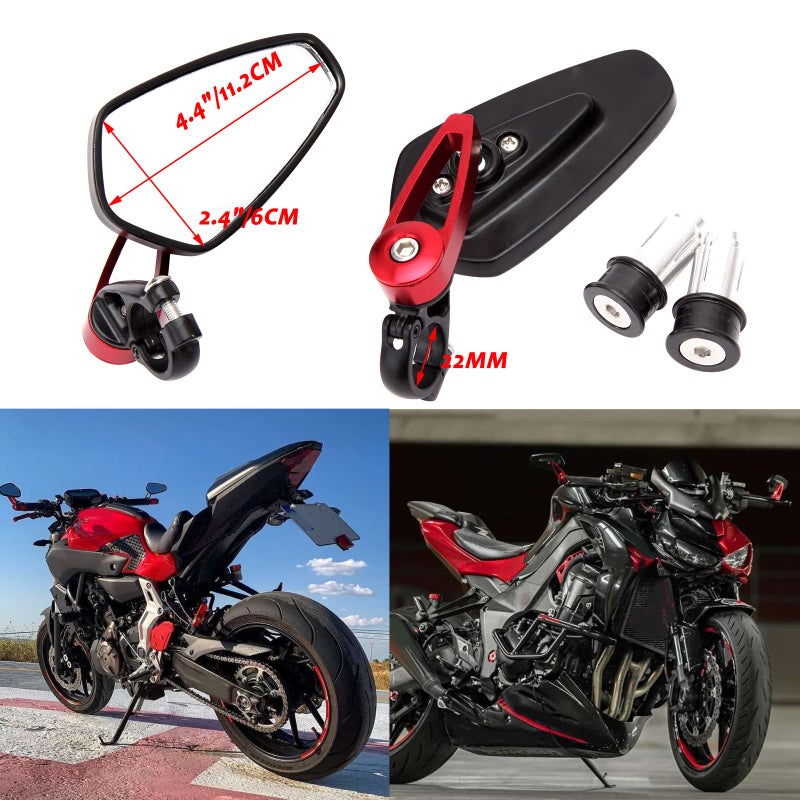 MISS MOLY Red Motorcycle Bar End Mirrors Rear View CNC Compatible with Honda GROM MSX125 CB500F Kawasaki Z125 Z650 Z750 Z800 Z900 ER6N ER6F - Image 4